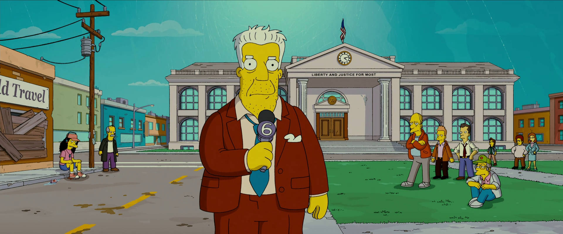 Stoic Looking Reporter From The Simpsons Movie Background