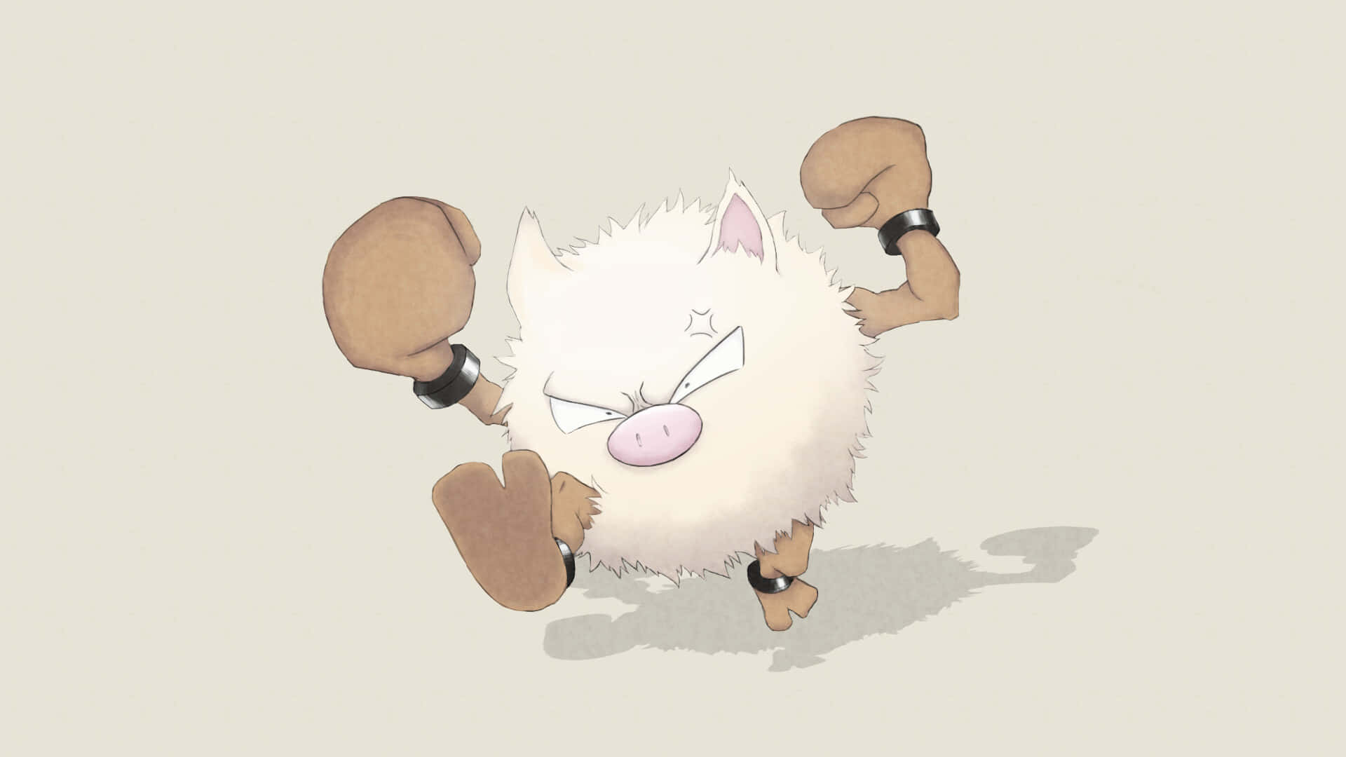 Stomping Primeape Pokemon On Gray Background Background