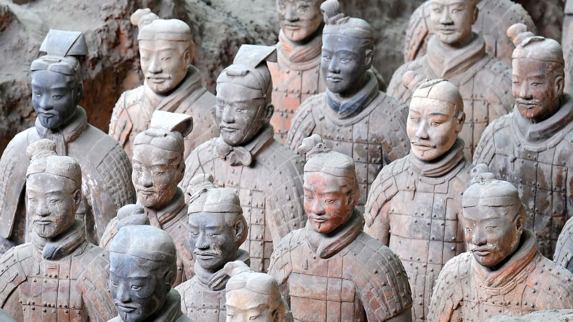 Stone Detail Terracotta Warriors China Background