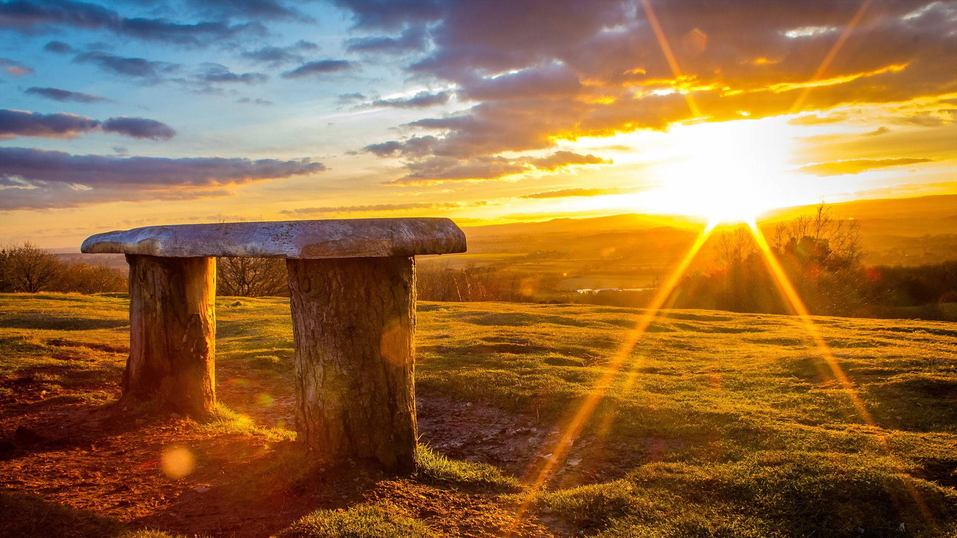 Stone Monolith Sunrise Background
