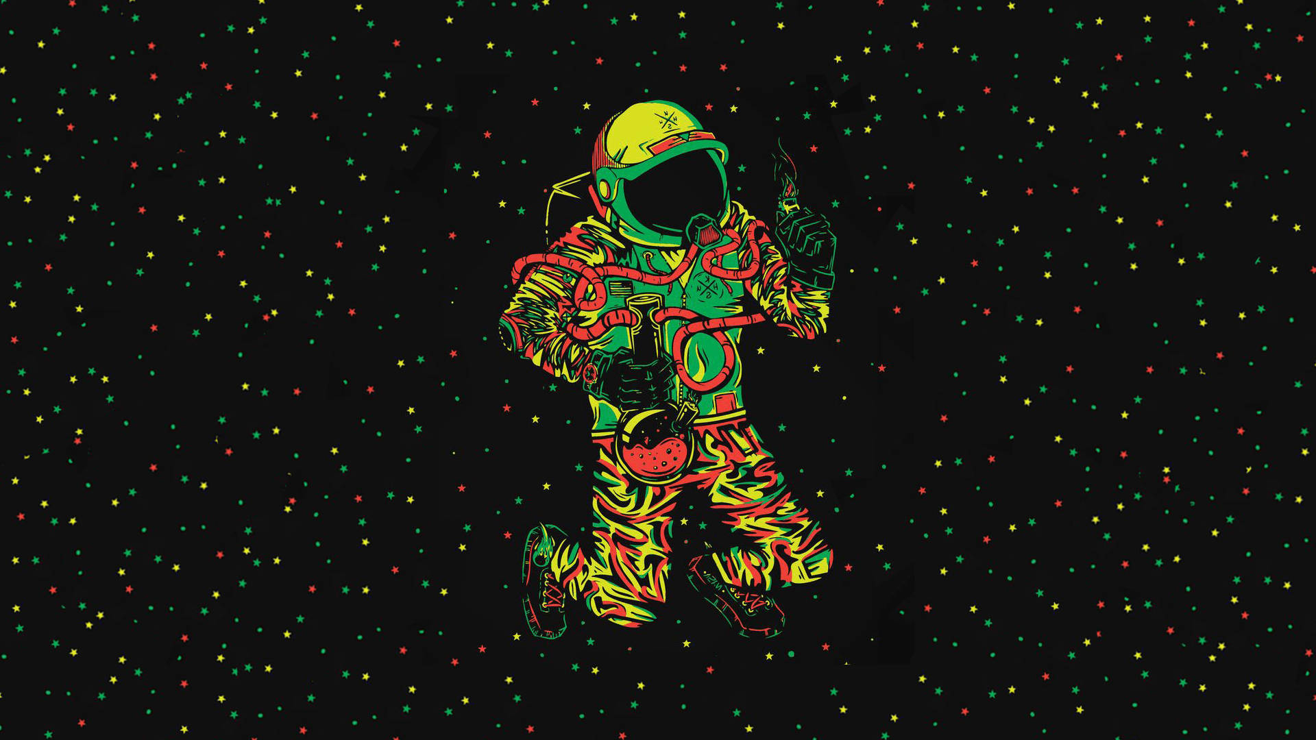 Stoned Cartoon Astronaut Background