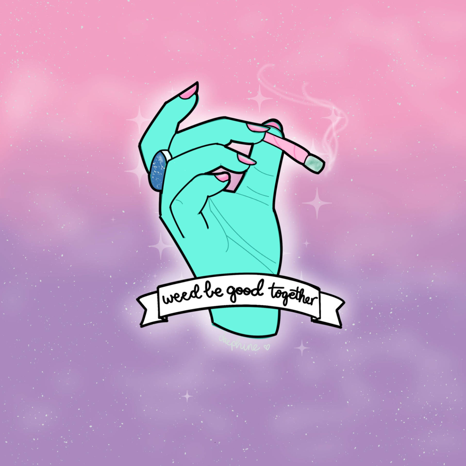 Stoned Cartoon Hand With Cigarette Background