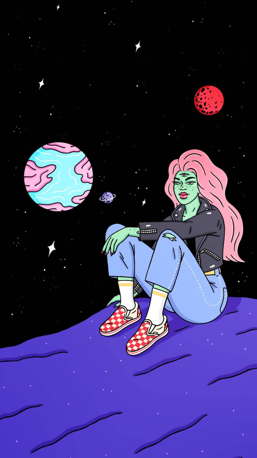 Stoned Girl Cartoon Background