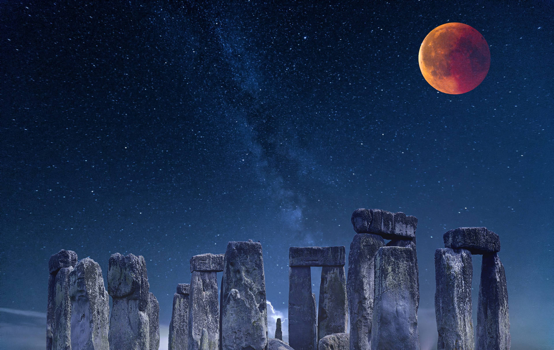 Stonehenge Monument Milky Way Galaxy Background