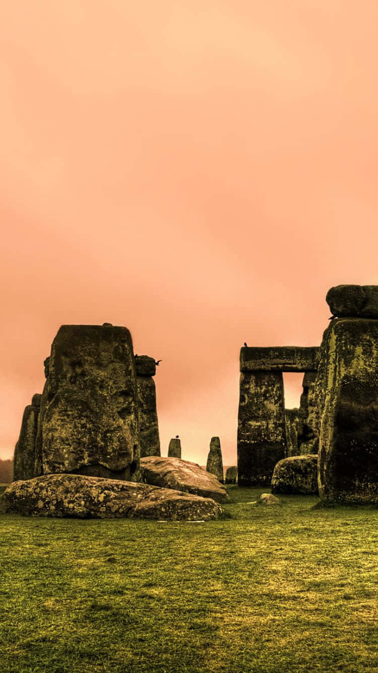 Stonehenge Under The Pink Clouds Background