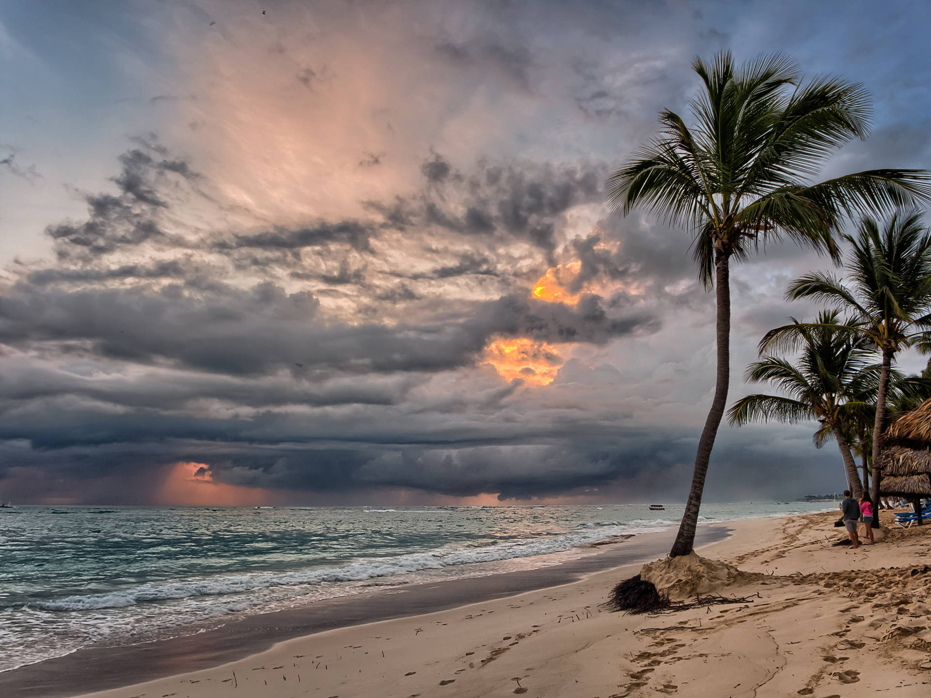 Storm At Punta Cana Beach Background