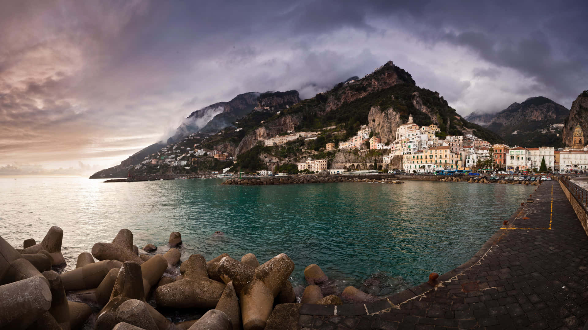 Storm In Amalfi Coast Background