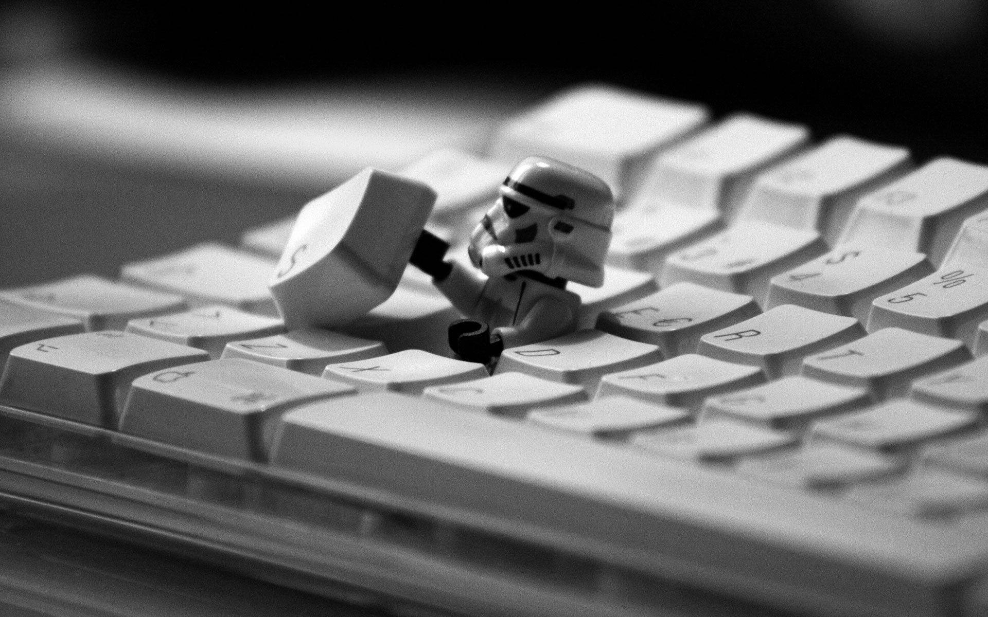 Stormtrooper Hiding At Keyboard Key Background