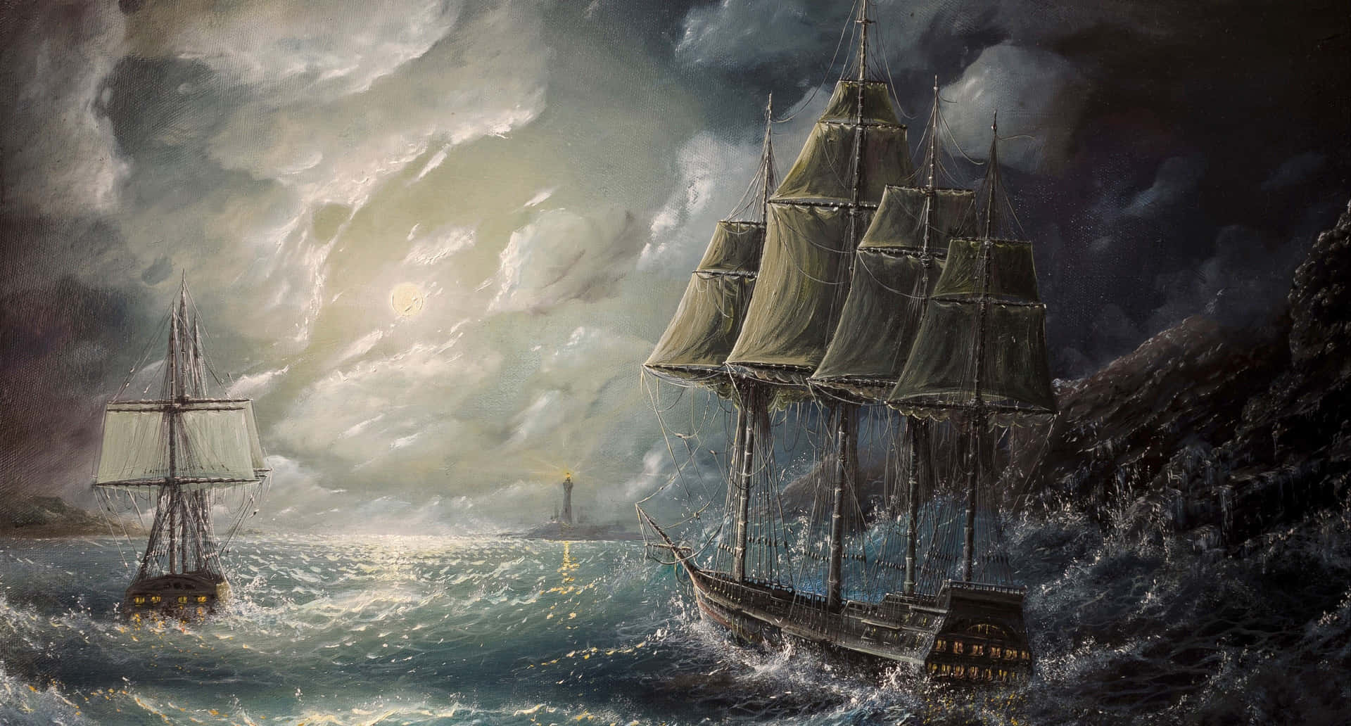 Stormy_ Sea_ Voyage_ Painting Background