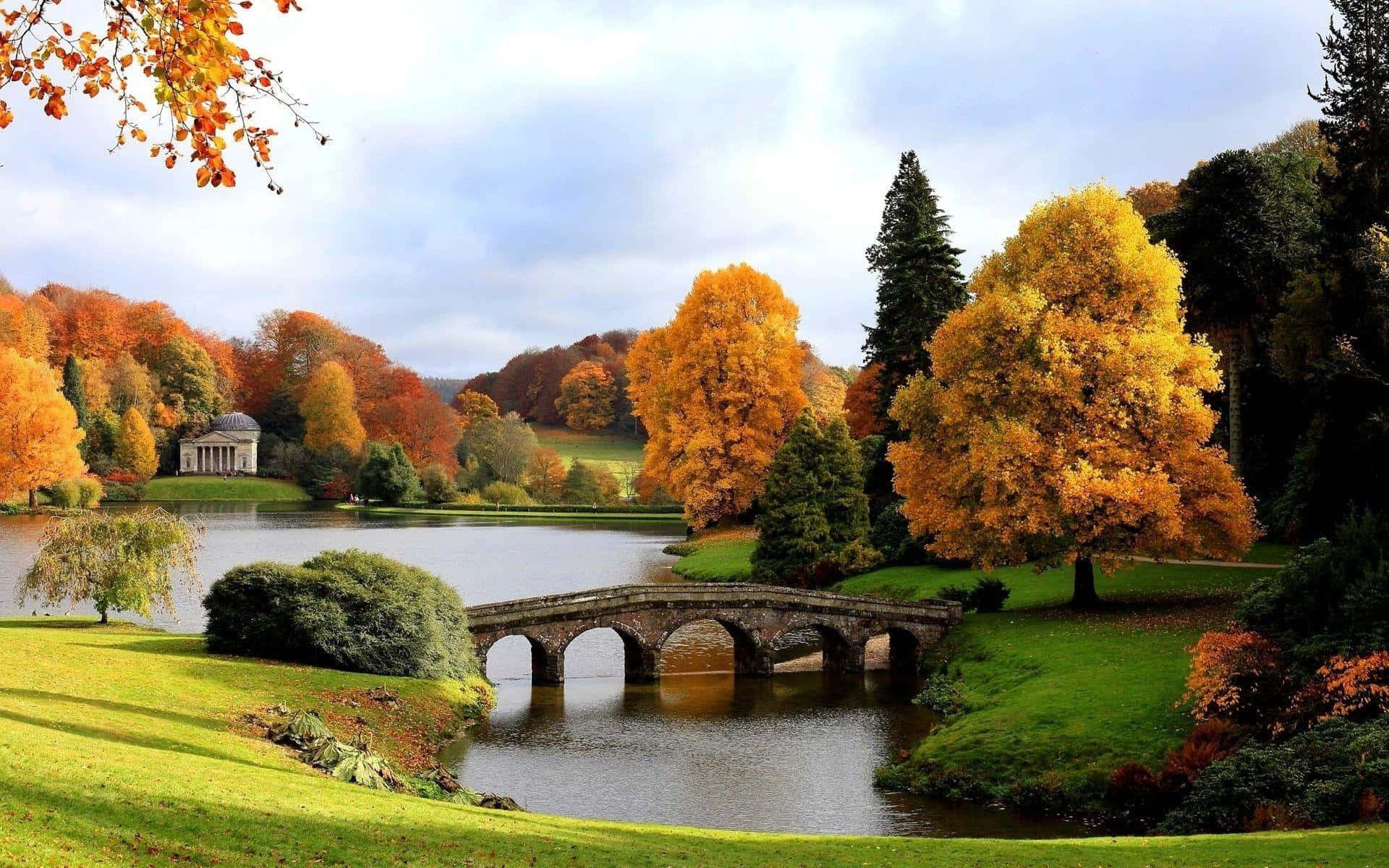 Stourhead Historical Countryside In England In Autumn