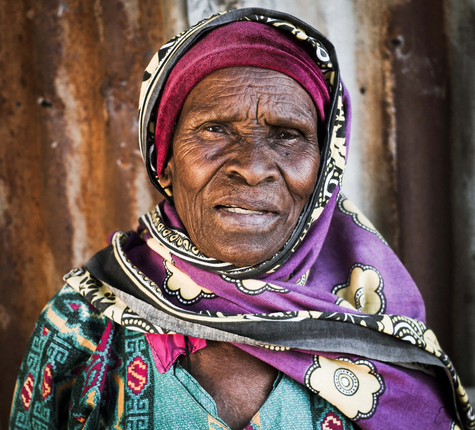 Straight Face African Old Lady Background