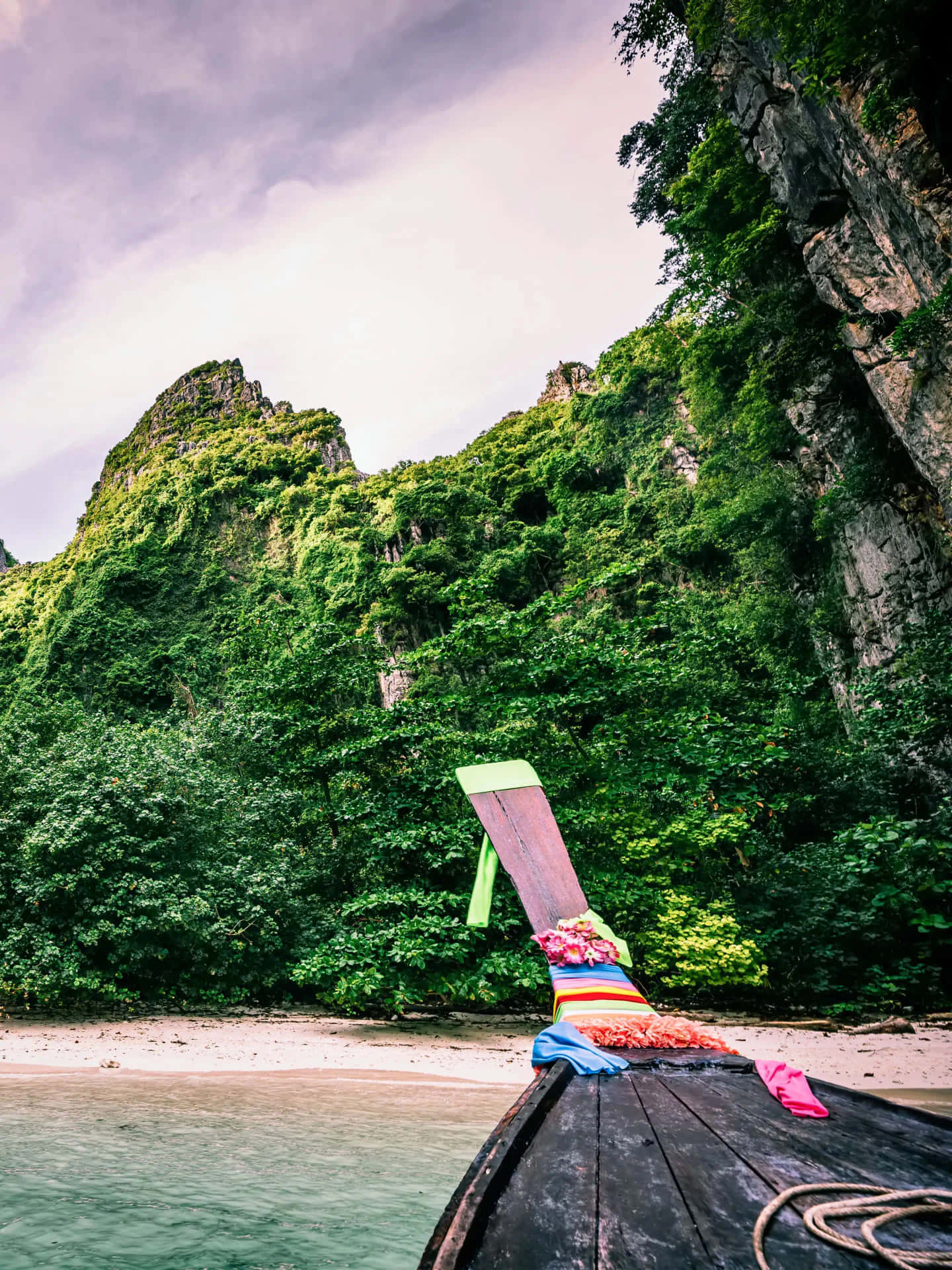 Stranded Boat In Tropical Island