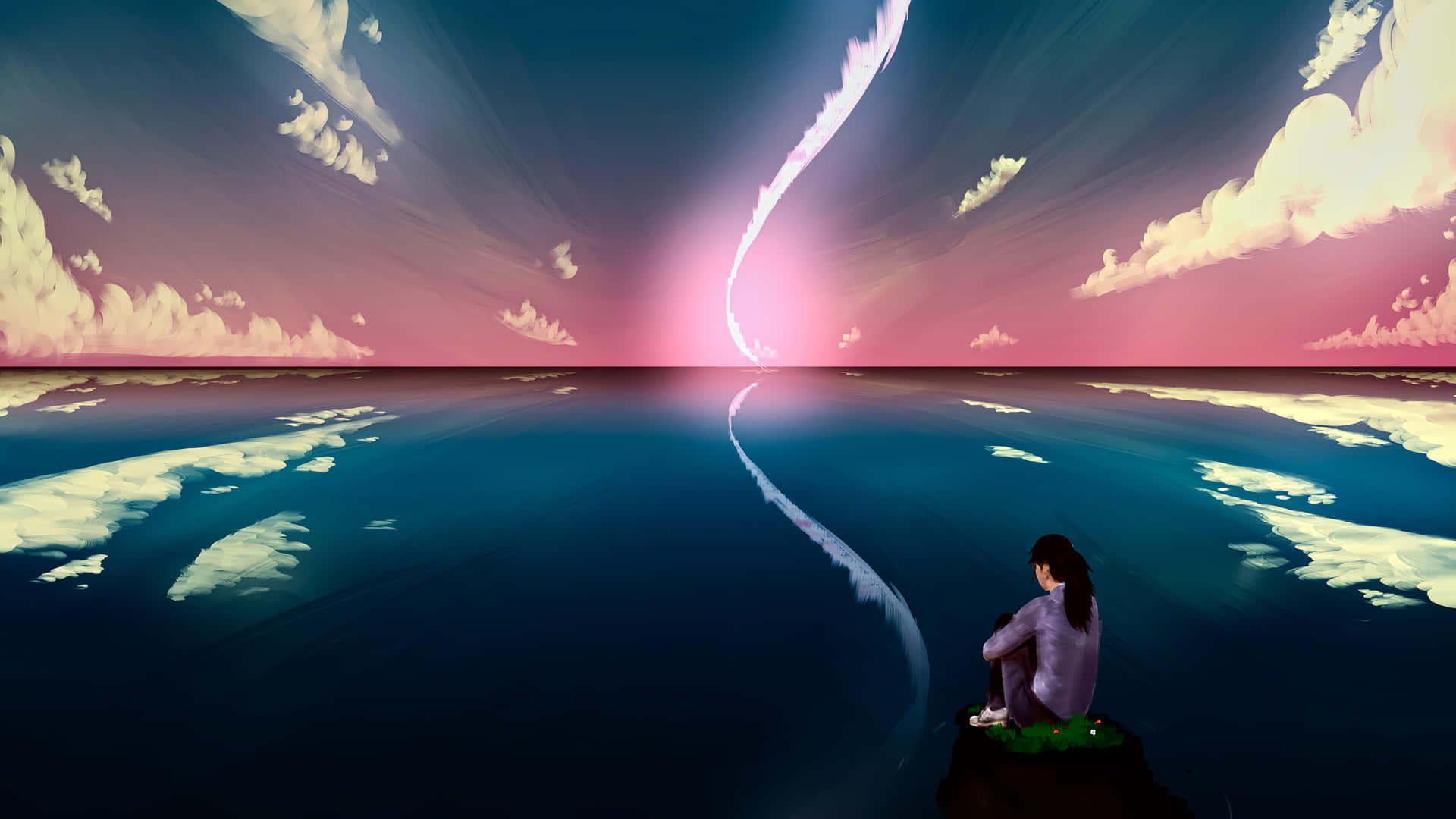 Stranded Girl Sitting Alone