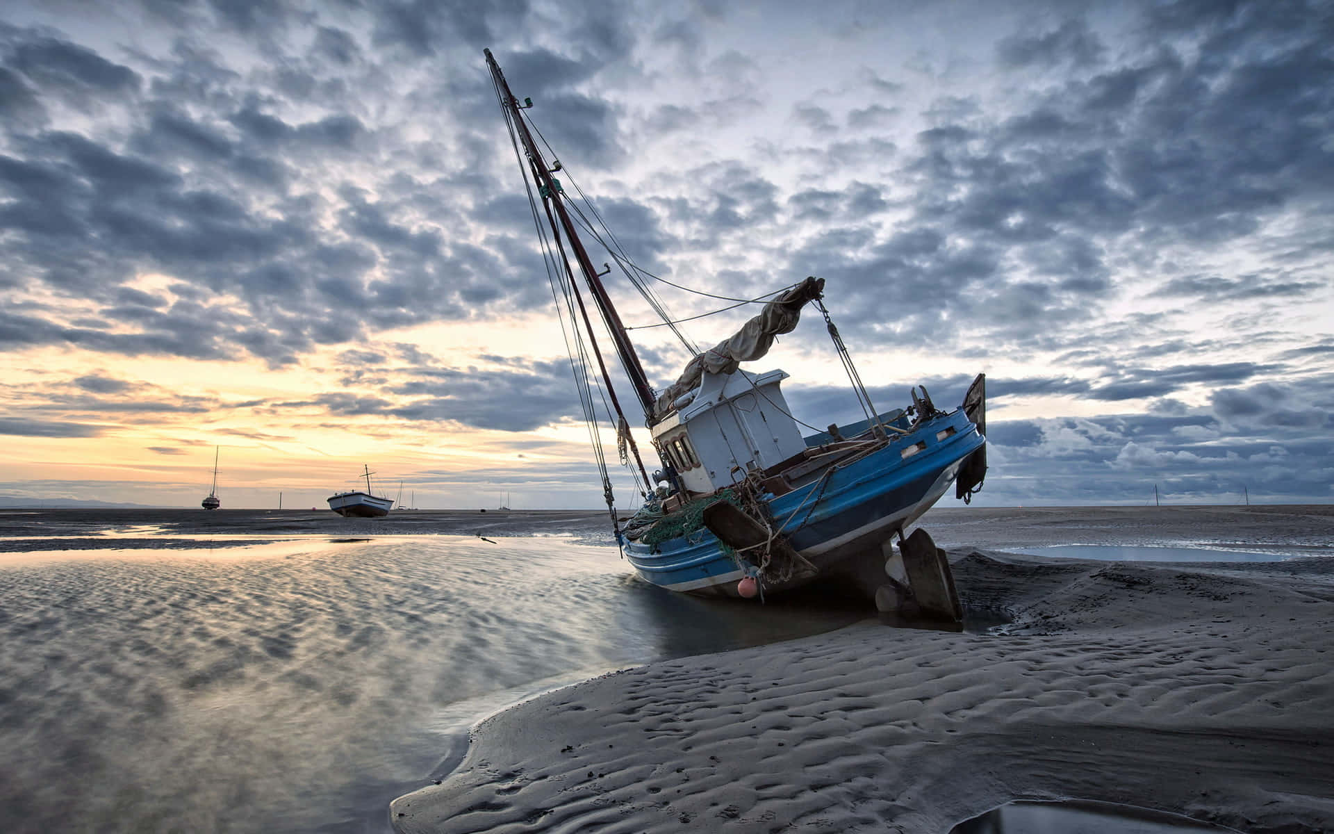 Stranded Sailboat Background