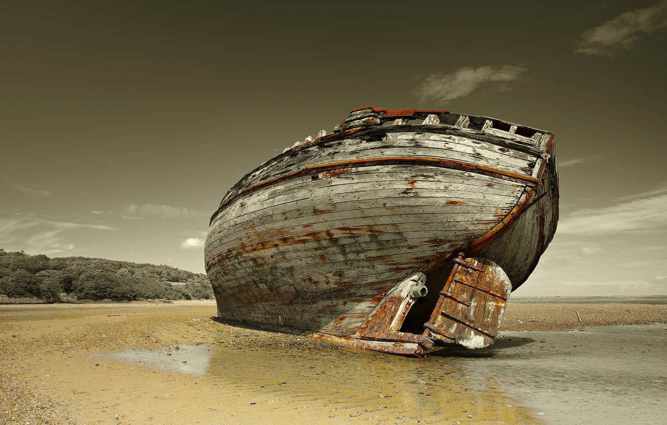 Stranded Wooden Ship