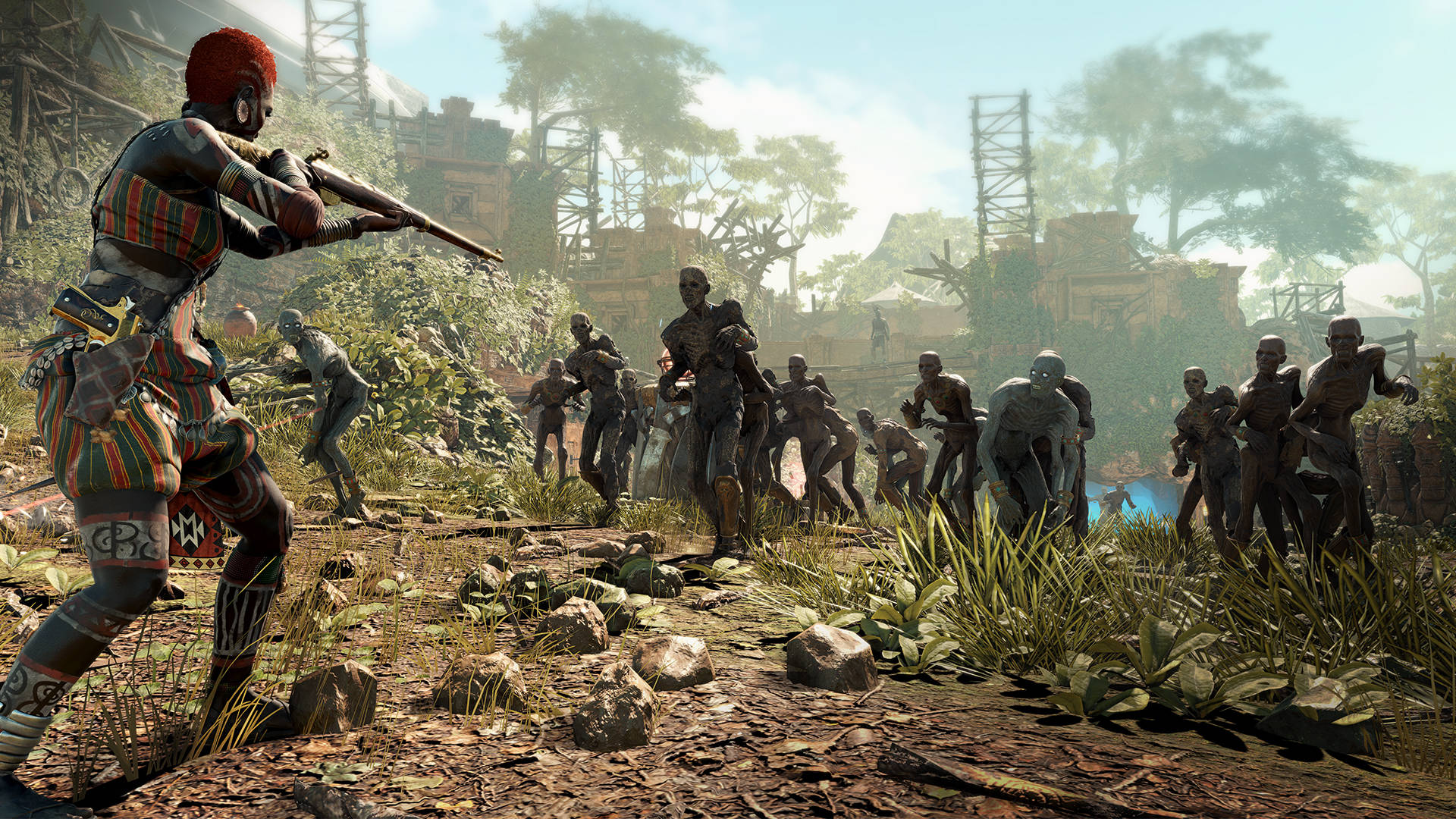 Strange Brigade Fighting With Zombies Background