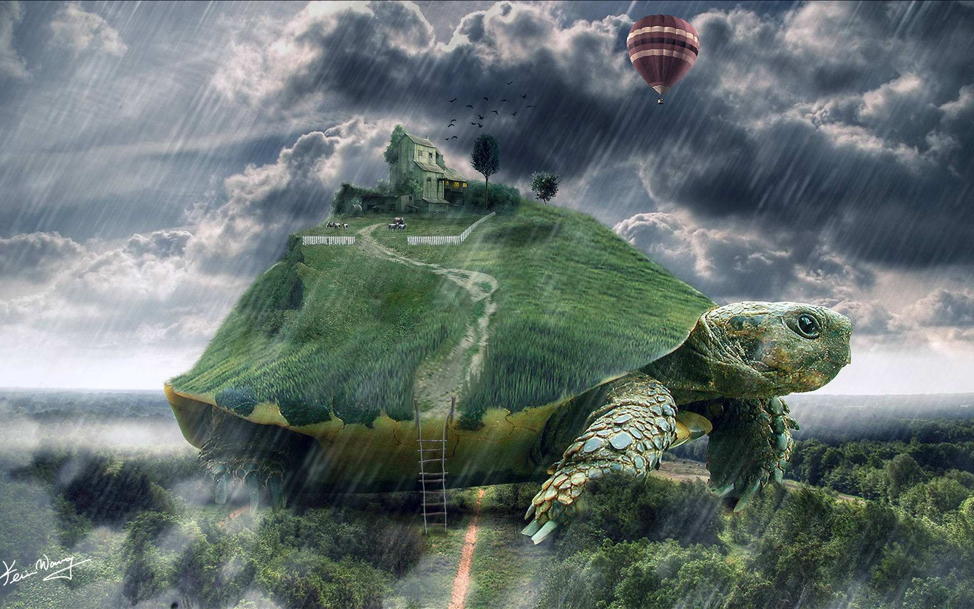 Strange Giant Tortoise Island Aesthetic Background