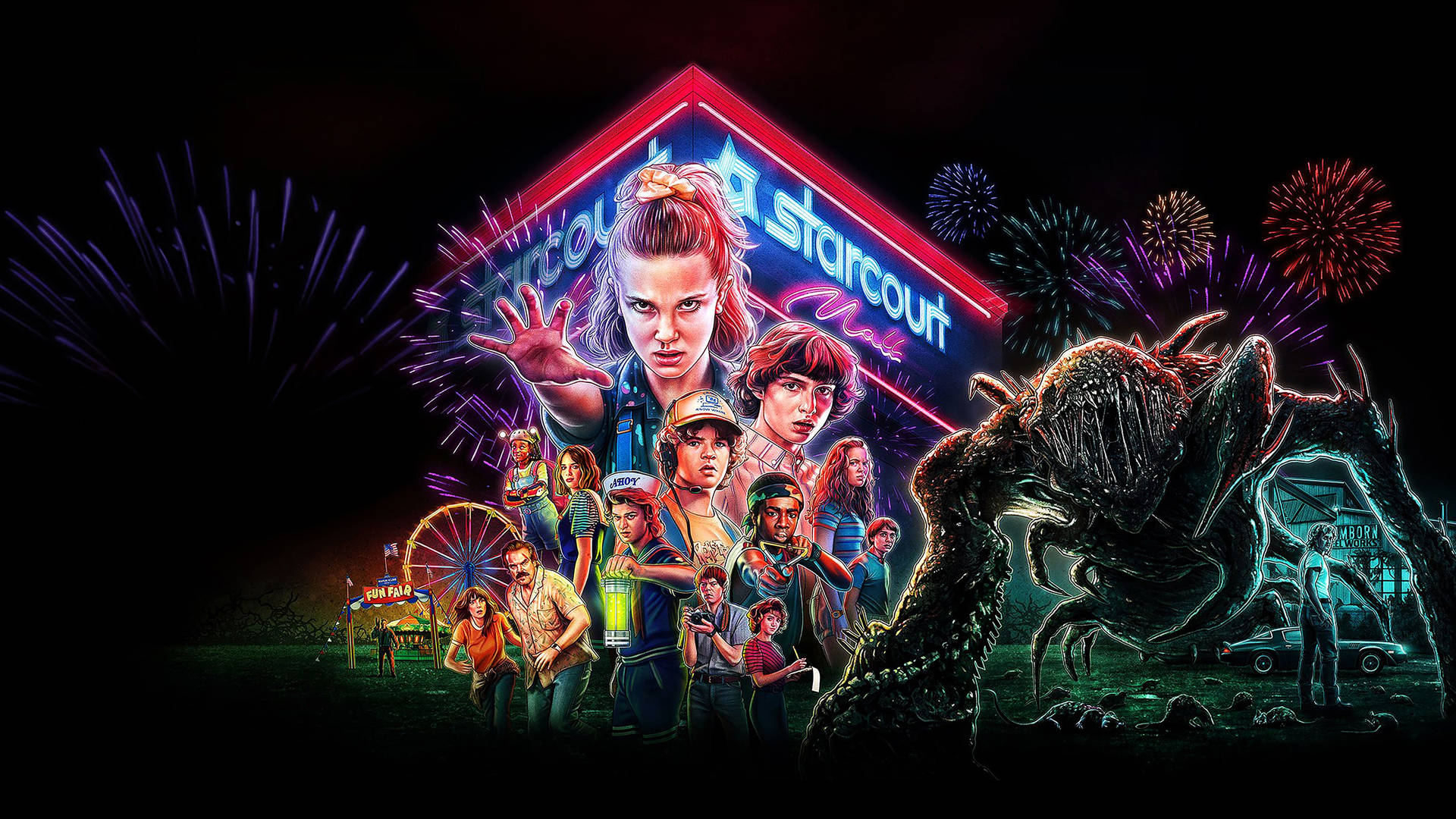 Stranger Things 3 Cast Mind Flayer Background