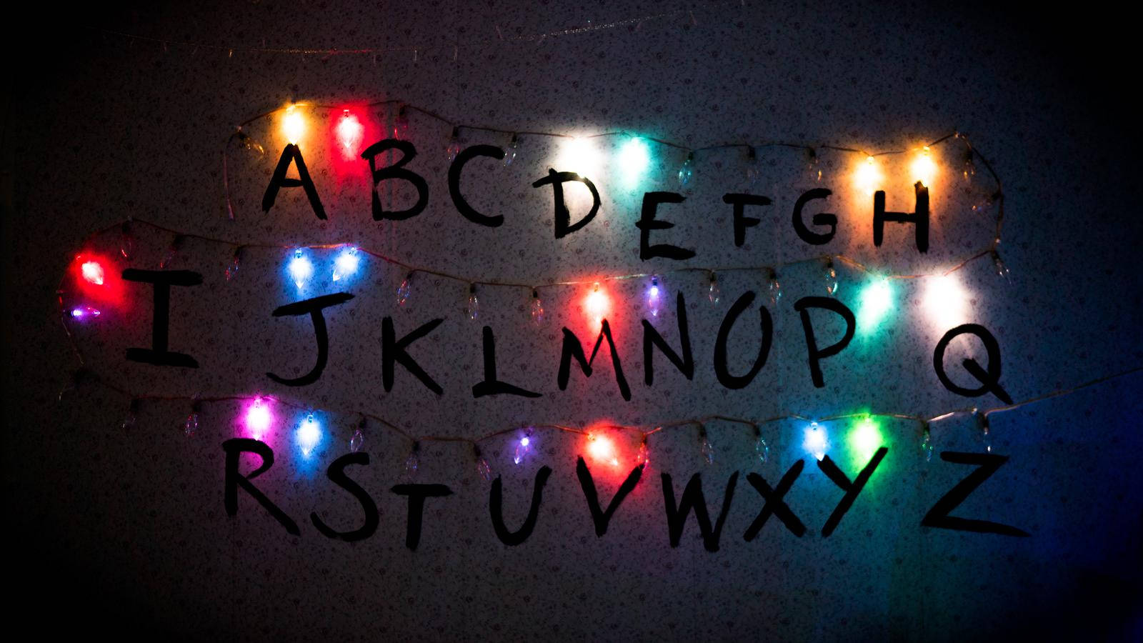 Stranger Things Alphabet With Lights Background