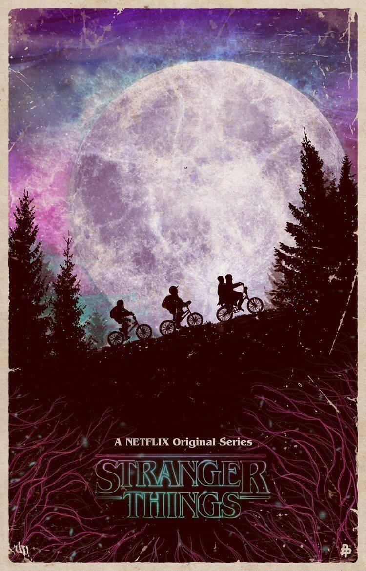 Stranger Things Bicycles And Full Moon Background
