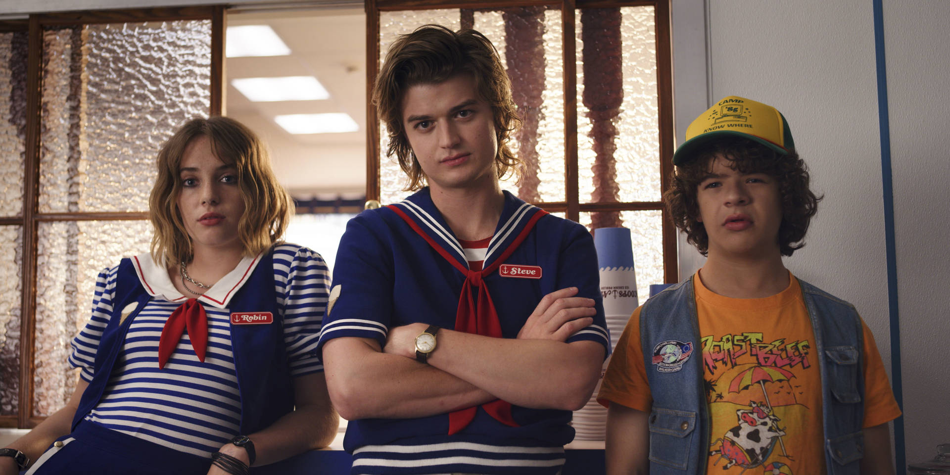 Stranger Things Cast Robin, Steve, And Dustin