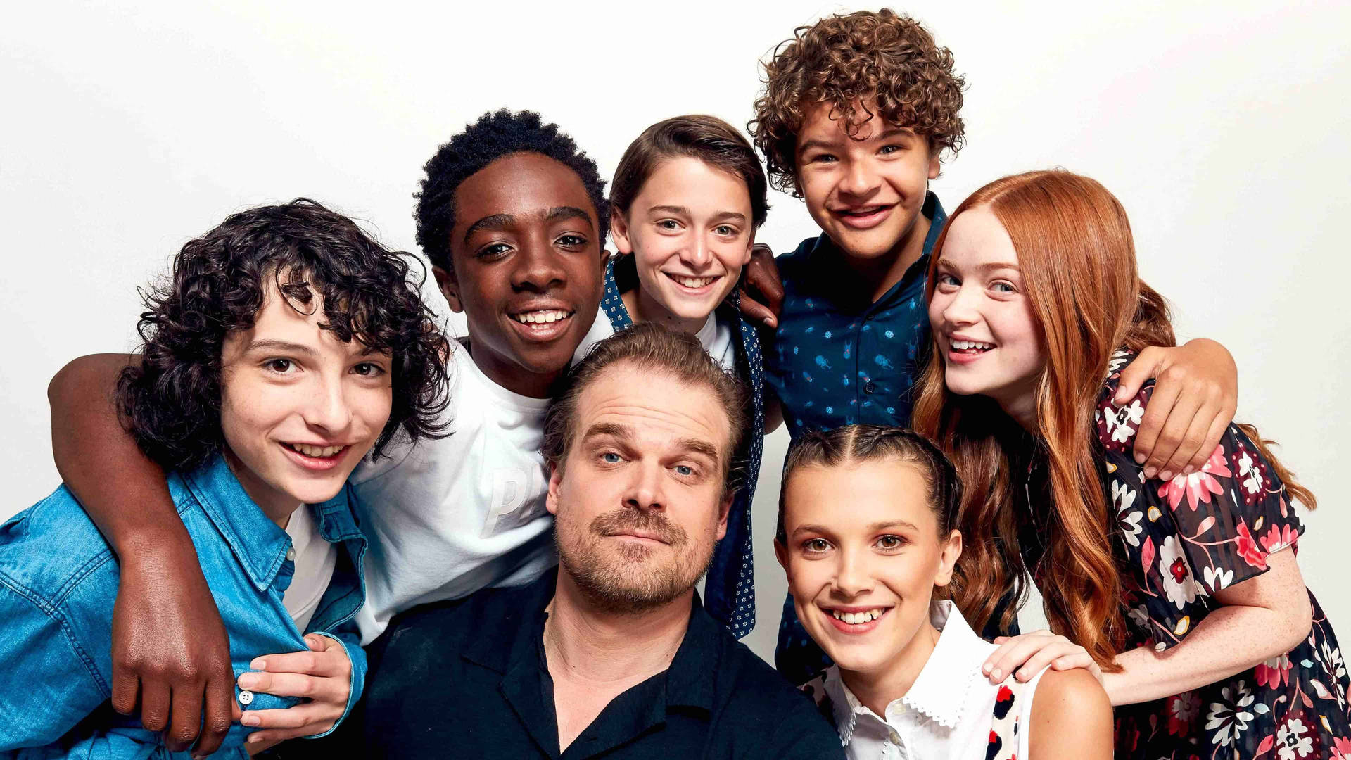 Stranger Things Cast Smiling White Background