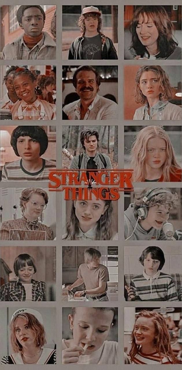 Stranger Things Characters Collage Background