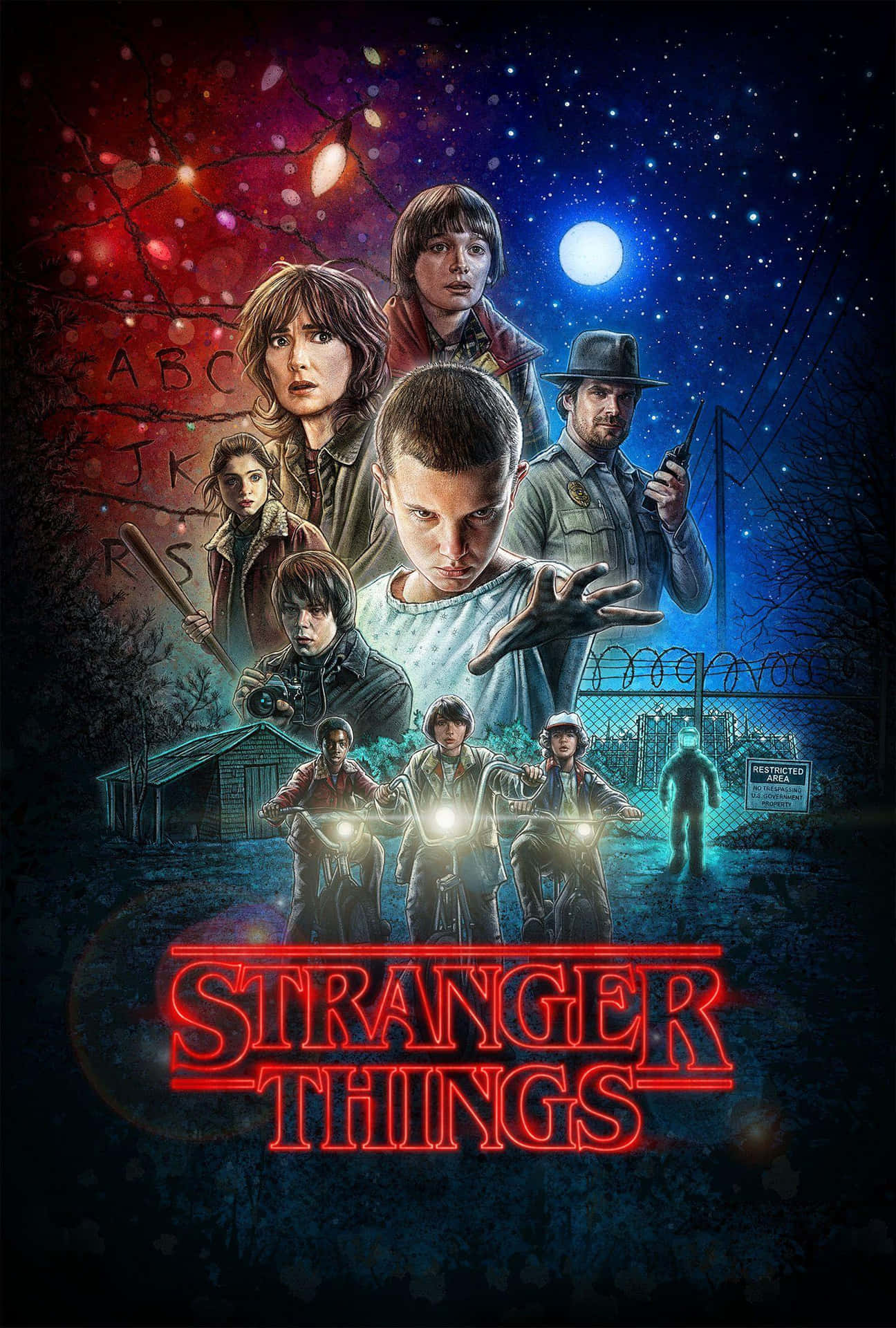Stranger Things Ensemble Cast Posing Background
