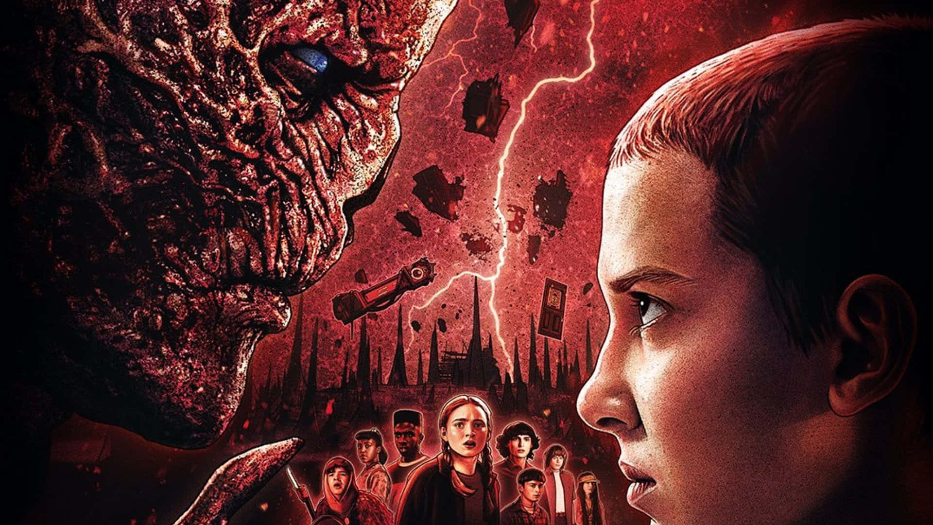 Stranger Things Vecna Vs. Eleven Poster Background