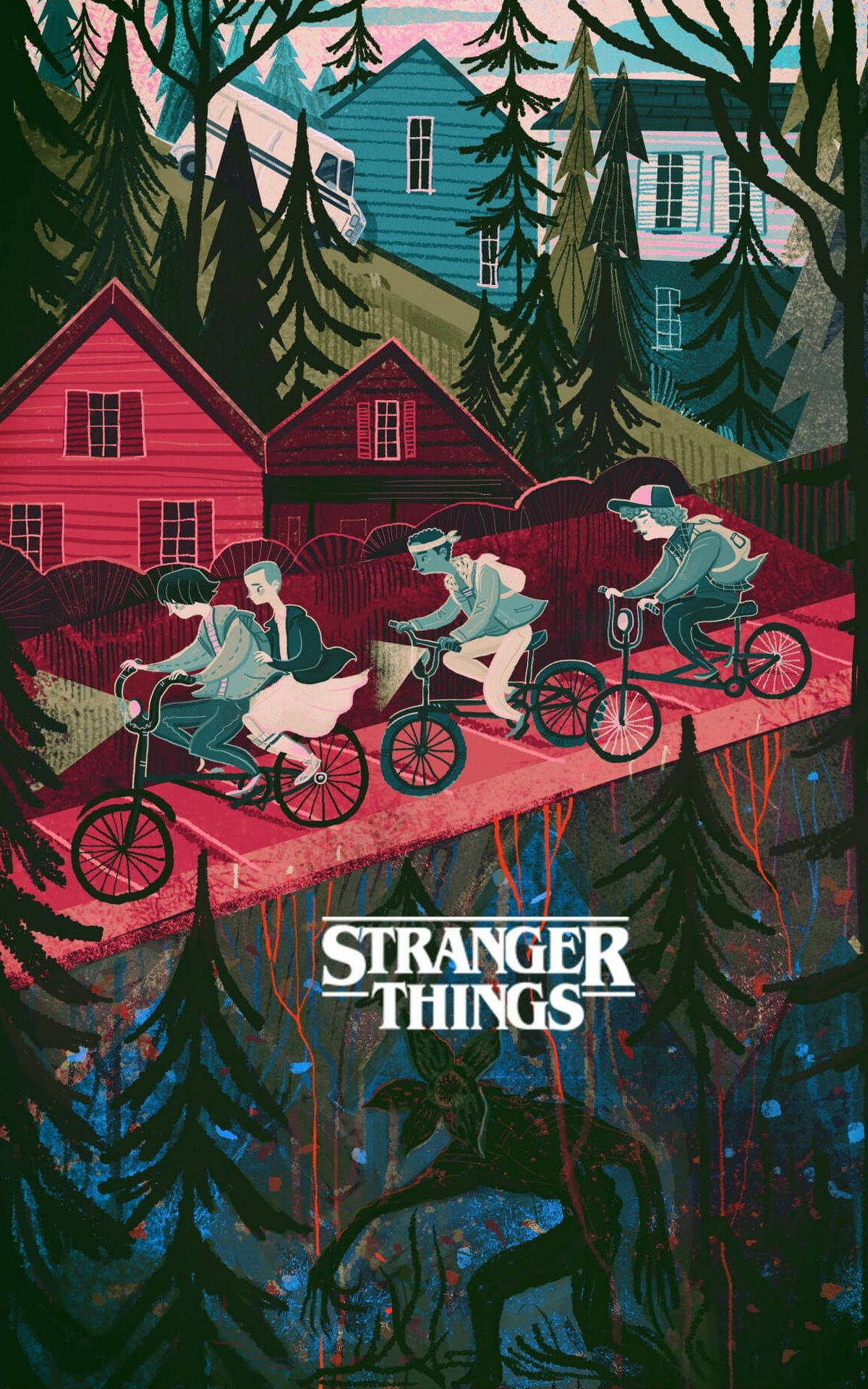 Stranger Things Vintage Art Iphone Background