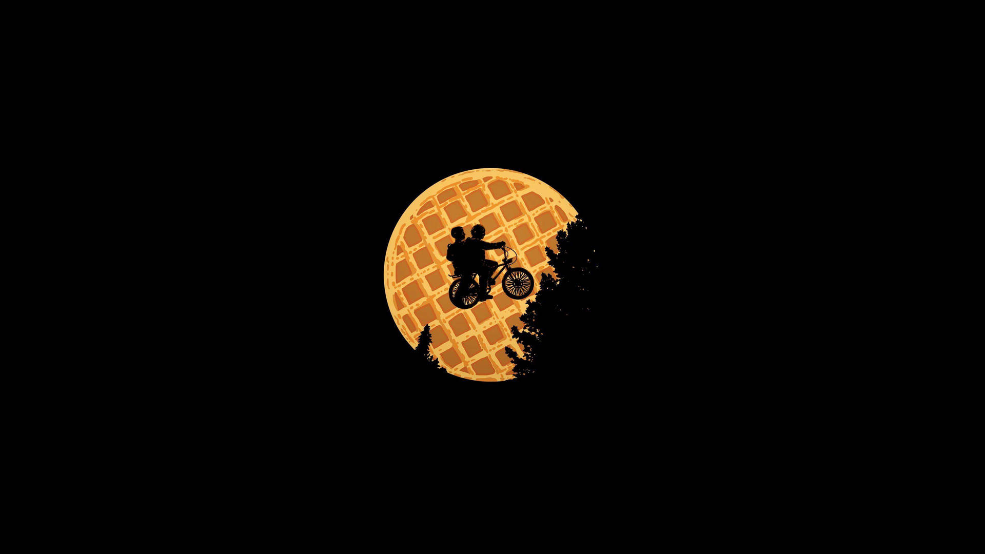 Stranger Things Waffle Moon And Bicycle Background