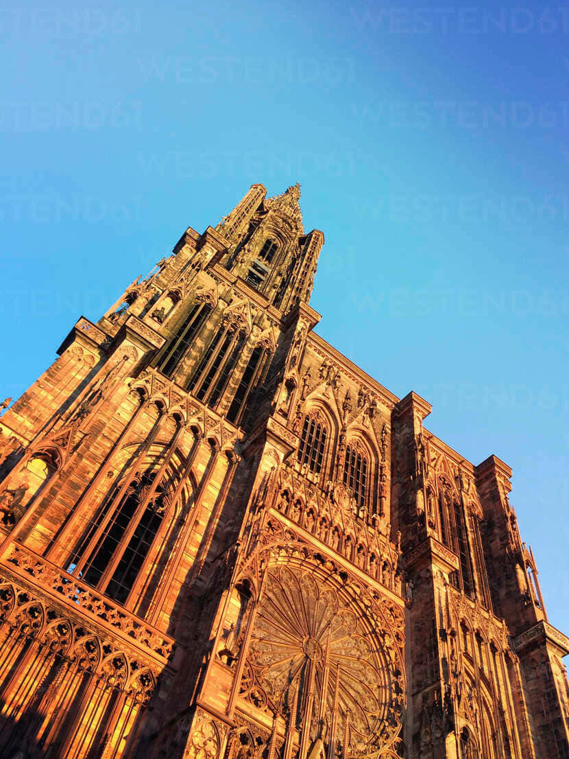 Strasbourg Cathedral's Majestic Presence In Strasbourg, France Background