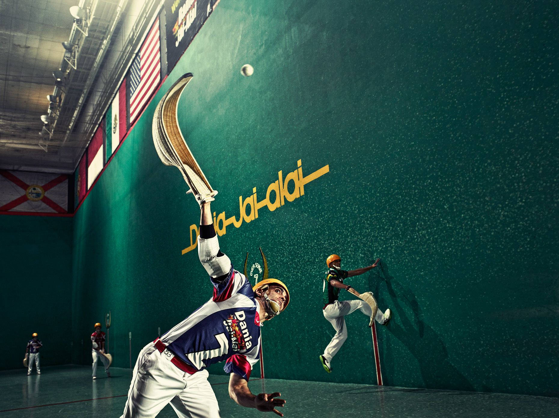 Strategic Athlete In Motion - A Highlight On Jai Alai Background