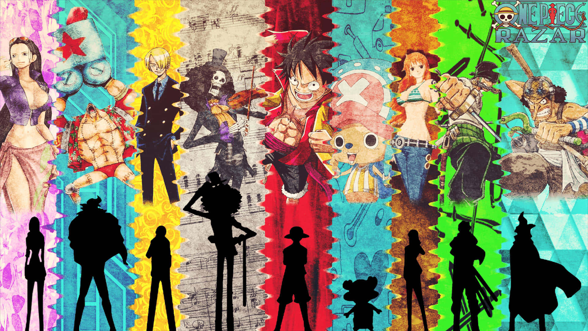 Straw Hat Pirates Colorful Anime Background