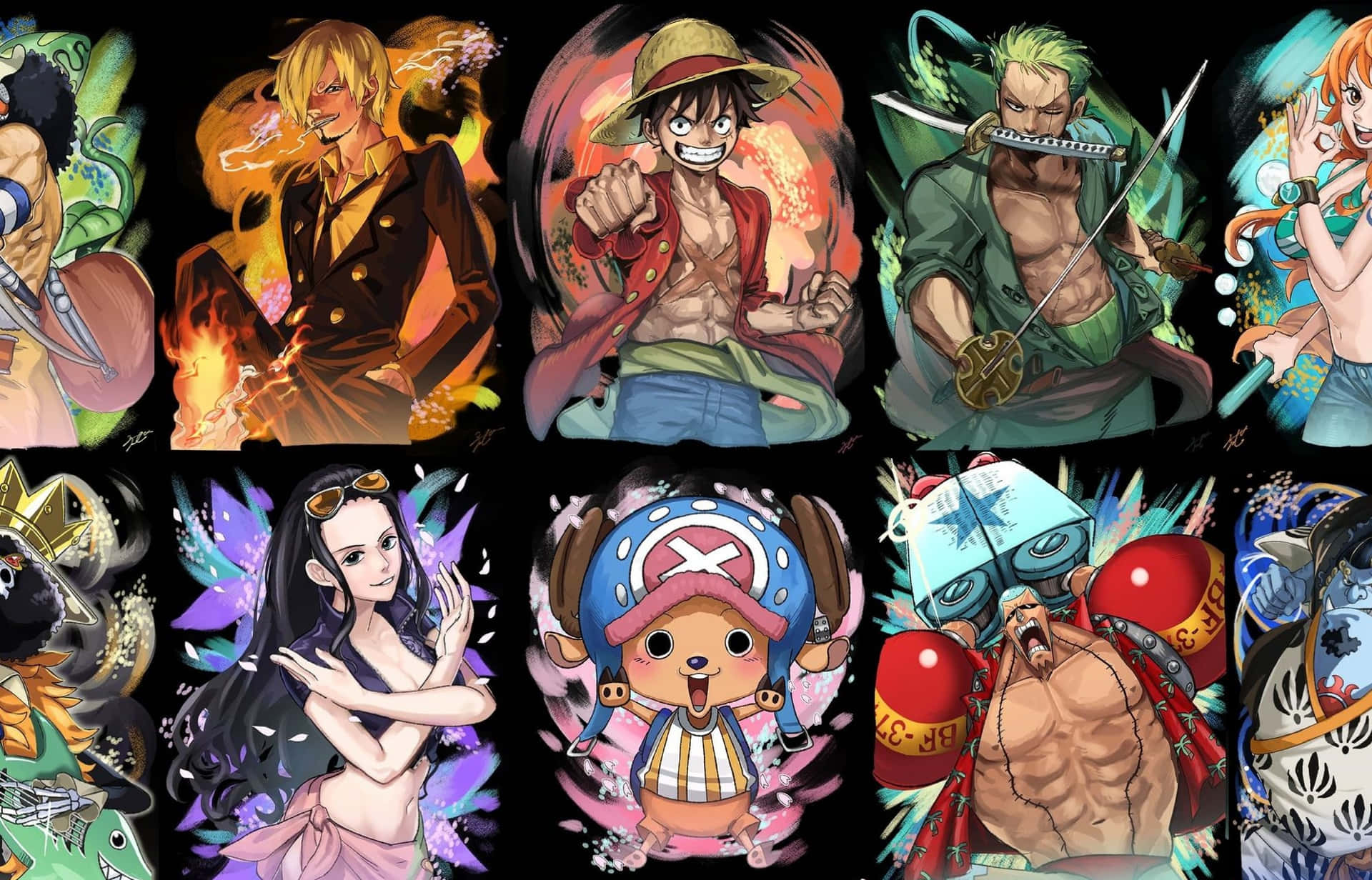 Straw Hat Pirates One Piece Anime Collage Background
