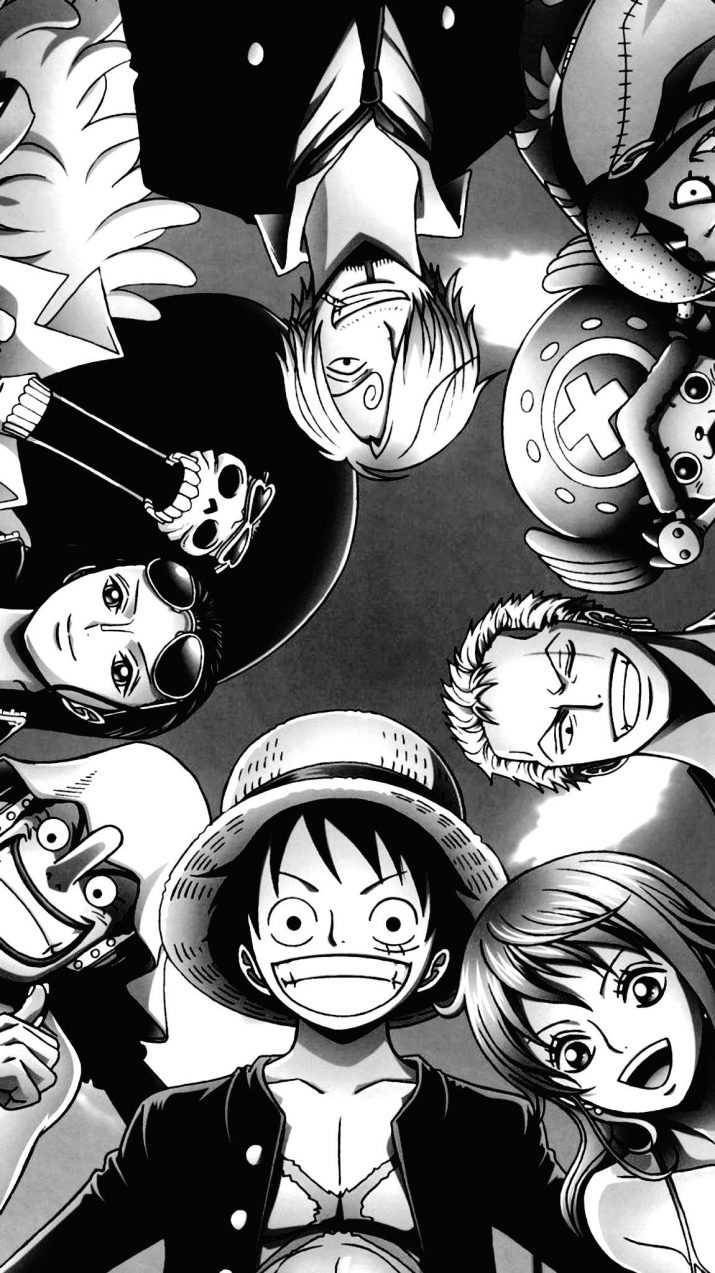 Straw Hats With Luffy Black And White Background