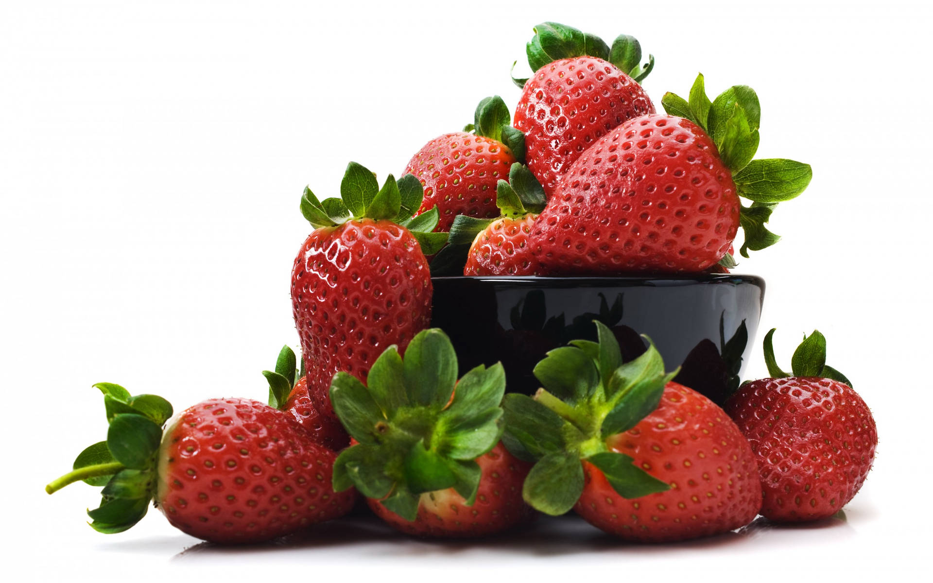 Strawberries Black Bowl Background