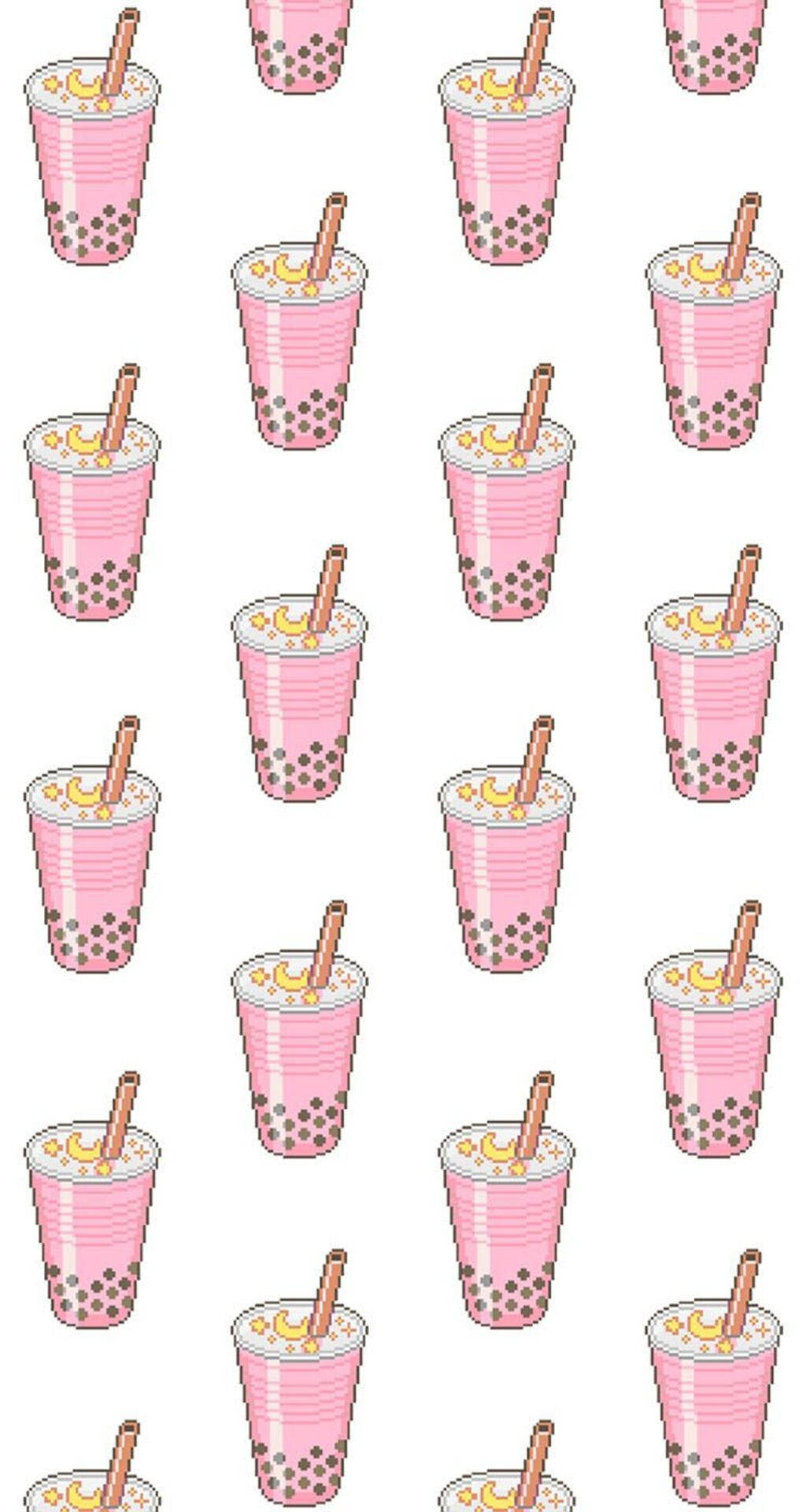 Strawberry Bubble Tea Patterns Background