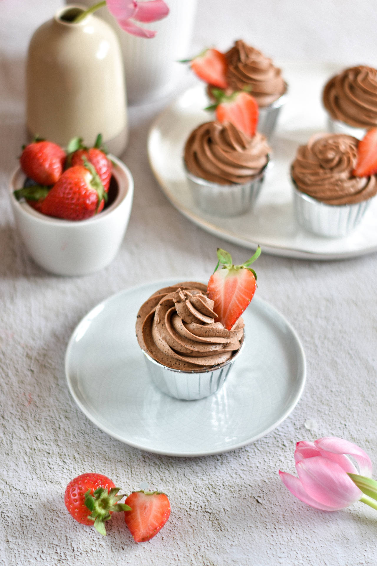 Strawberry Chocolate Cupcake Background