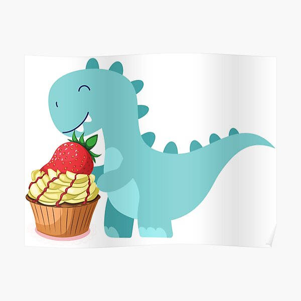 Strawberry Cupcake Aesthetic Dino Background