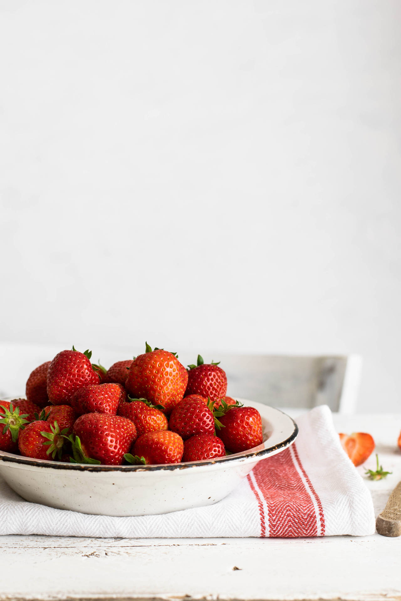 Strawberry Fruit On White Plate Background