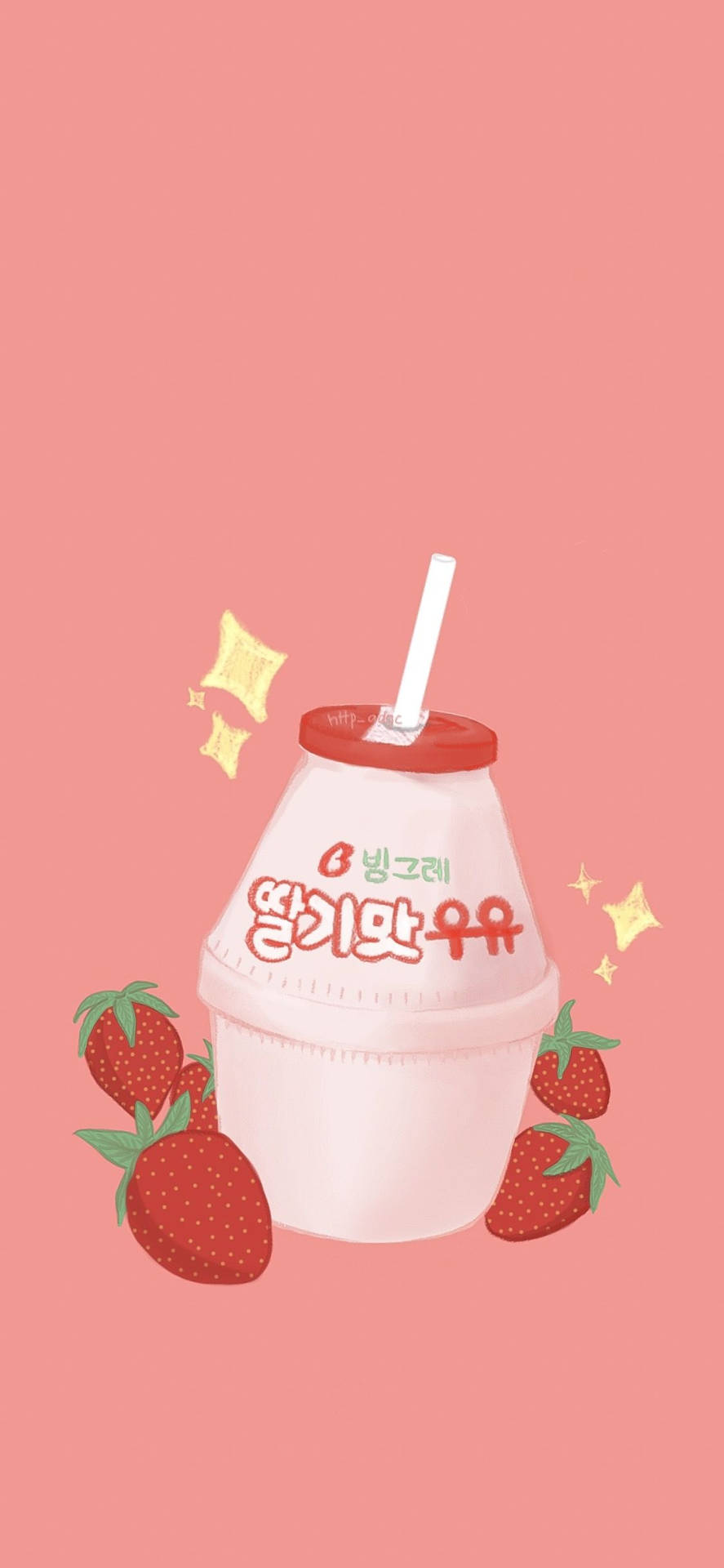 Strawberry Ice Cream With A Straw Background