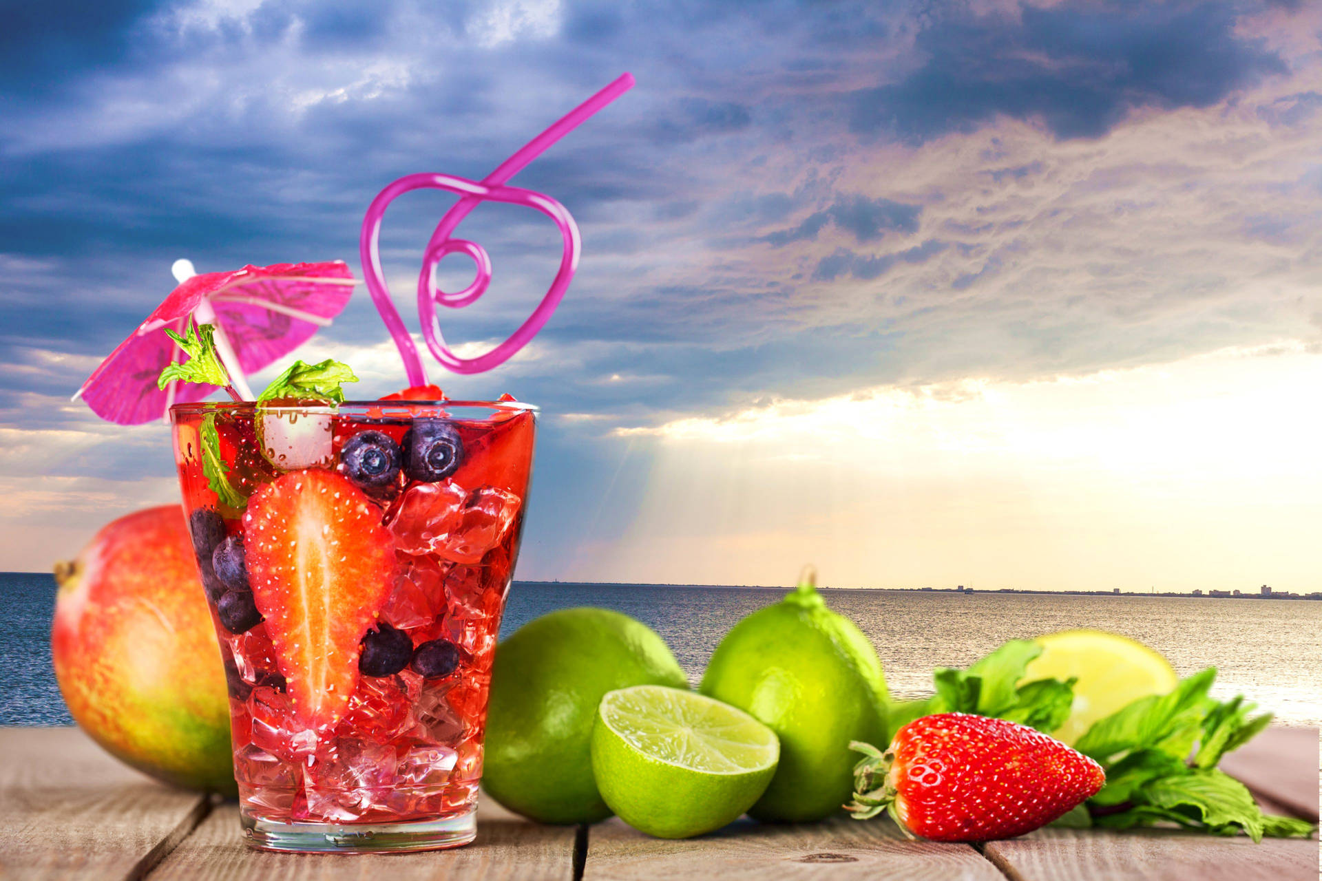 Strawberry Lime Tropical Drink Background