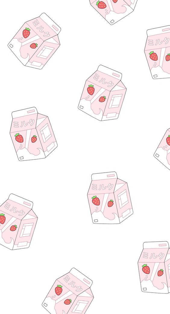 Strawberry Milk Cartons Pattern Background