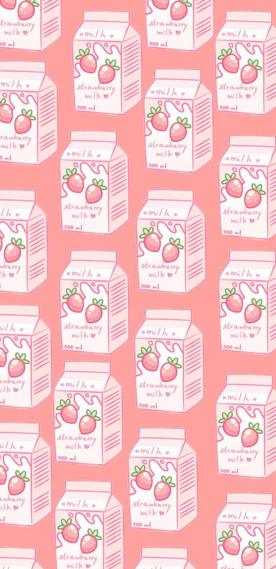 Strawberry Milk Fabric By Sakura_san On Spoonflower - Custom Fabric Background