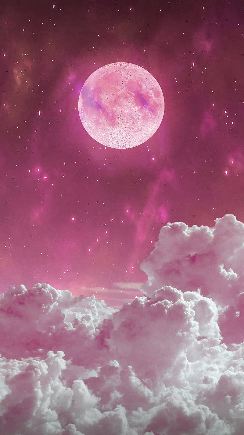 Strawberry Neon Moon Background