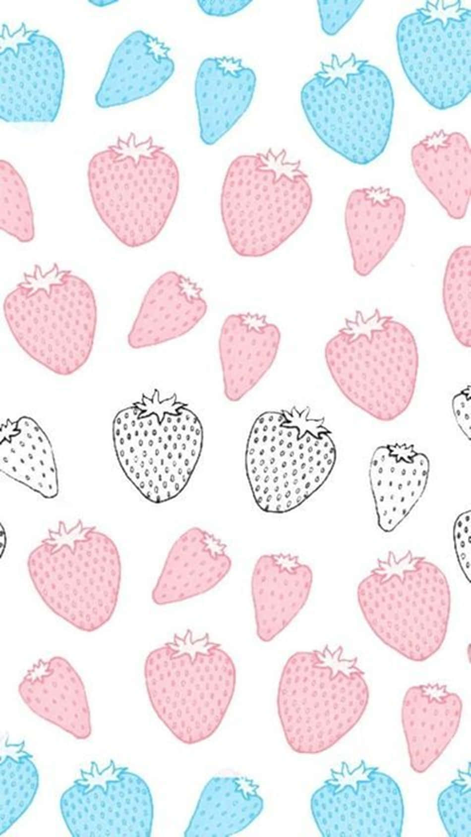 Strawberry Seamless Pattern With Pink And Blue Strawberries Background