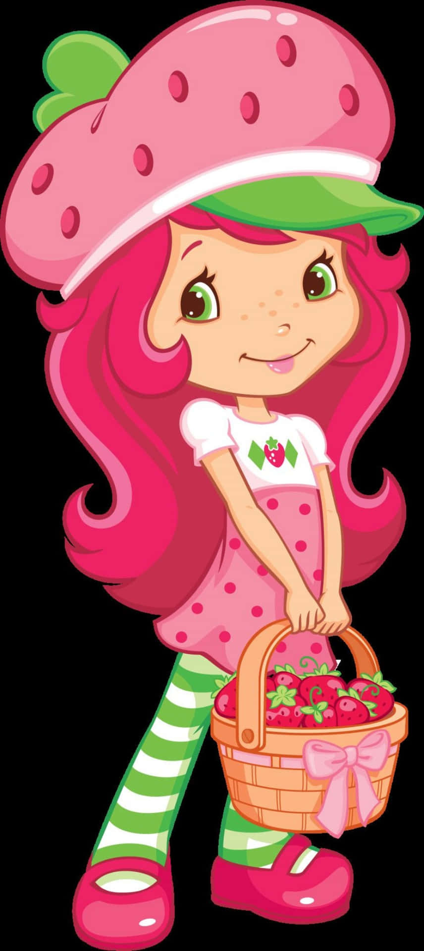 Strawberry Shortcake Holding Strawberries Basket Background