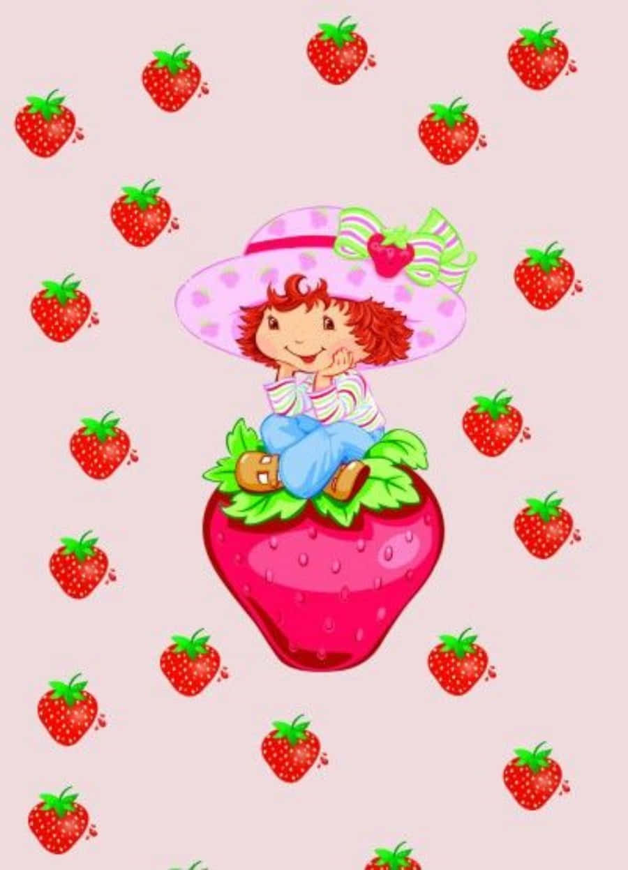 Strawberry Shortcake Sitting On Strawberry Background