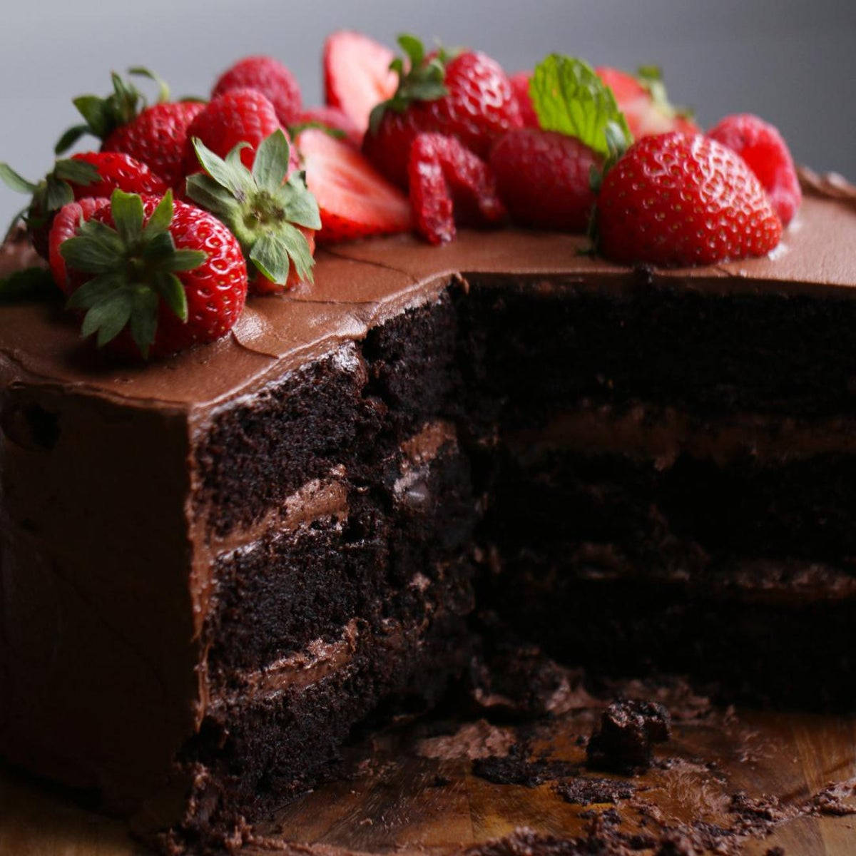 Strawberry Topped Chocolate Cake Background